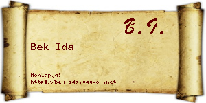 Bek Ida névjegykártya